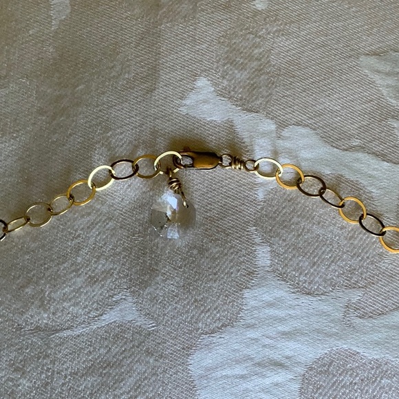 Smokey Pink Faceted Teardrop Jewel Attached to a 21” Gold Chain - Picture 2 of 6